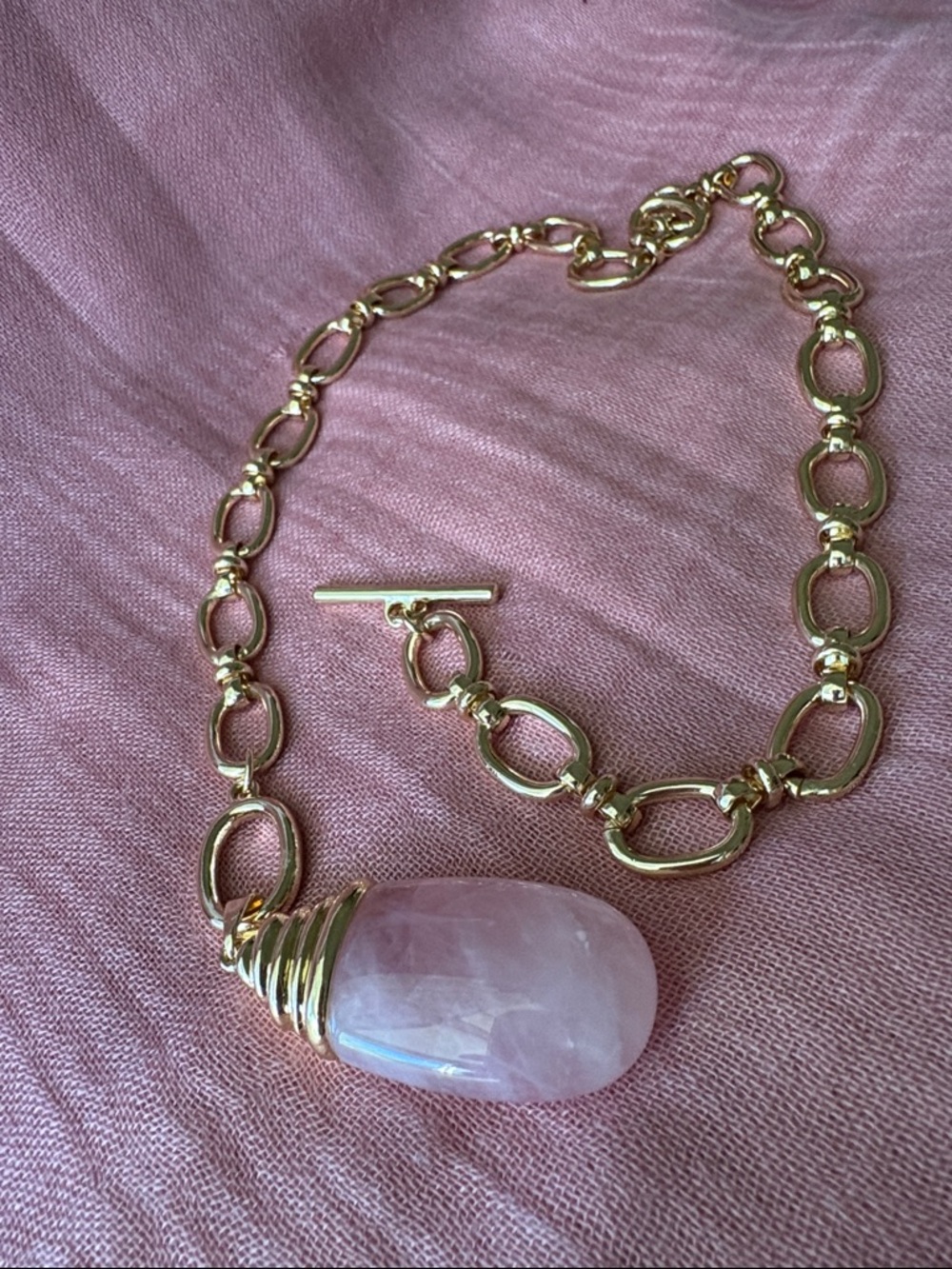 Pink Stone Goldtone Necklace